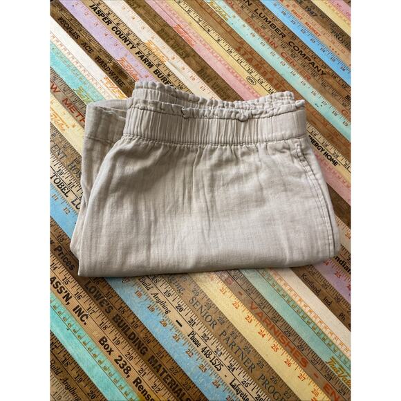 Old Navy 2X High Waisted Pull On Elastic Wide Leg Pant Gauzy 100% Cotton Beige - Picture 5 of 13